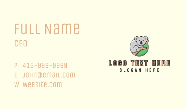 Koala Bear Branch  Business Card Design