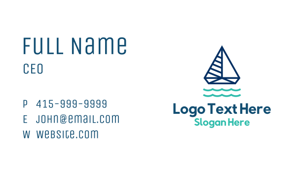Minimalist Blue Yacht Business Card Design Image Preview