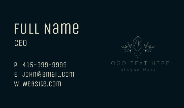 Elegant Leaf Crystal  Business Card Design Image Preview