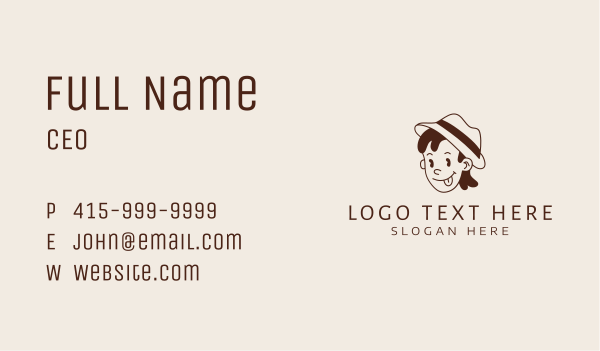 Brown Vintage Character Business Card Design Image Preview