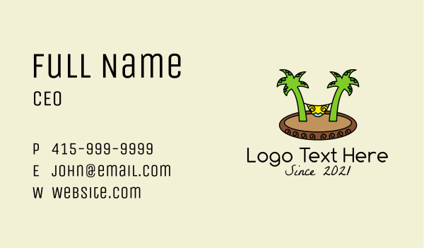 Tropical Beach Hammock  Business Card Design Image Preview