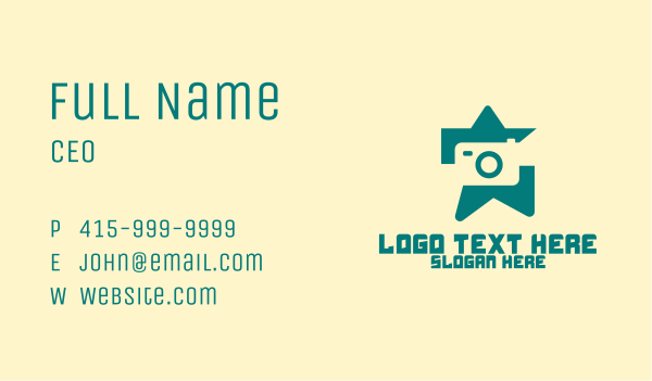 Green Camera Star  Business Card Design Image Preview
