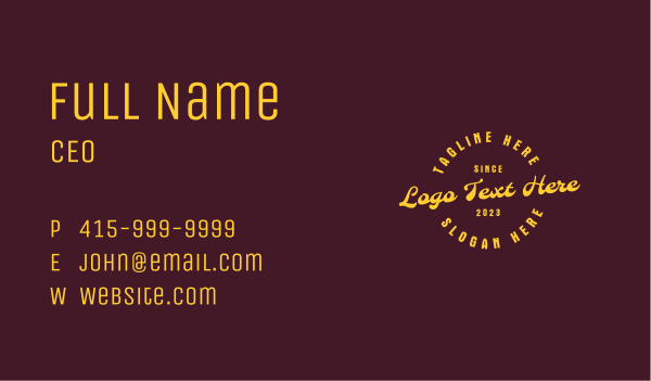 Retro Hipster Wordmark Business Card Design Image Preview
