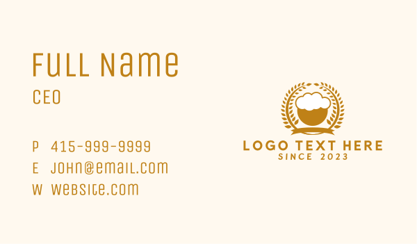 Wheat Beer Cup Badge Business Card Design Image Preview