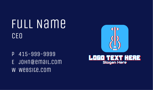 Glitchy Guitar App  Business Card Design Image Preview