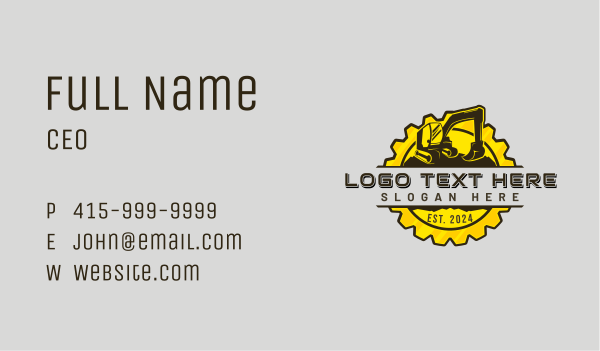 Excavator Demolition Machinery Business Card Design