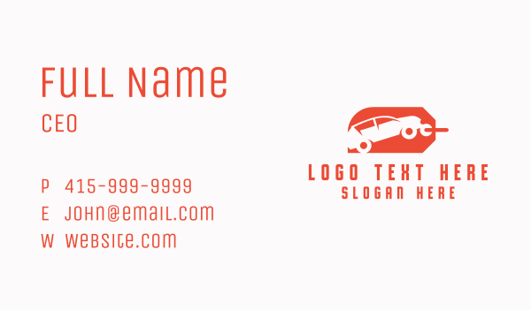 Automotive Car Price Tag  Business Card Design Image Preview