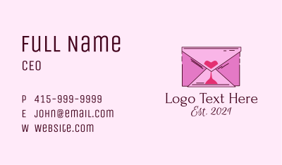Romantic Envelope Hourglass Business Card Image Preview