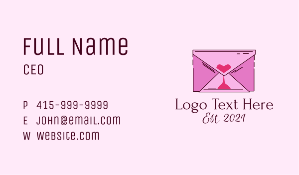 Romantic Envelope Hourglass Business Card Design