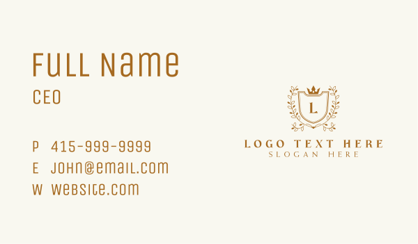 Premium Wreath Shield  Business Card Design Image Preview