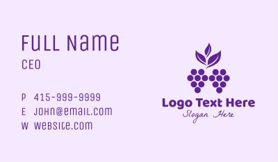 Purple Organic Grapes Business Card Image Preview