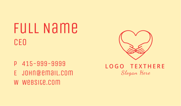 Red Heart Hug Business Card Design Image Preview