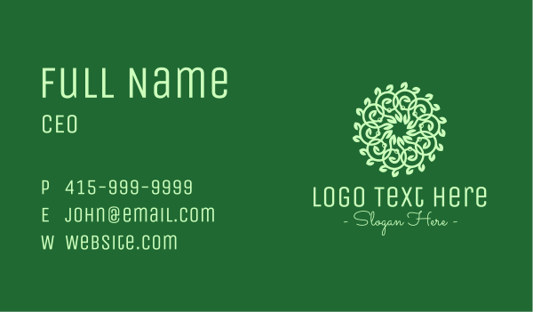 Green Ornamental Flower Business Card Design Image Preview