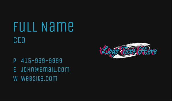 Cool Neon Graffiti Wordmark Business Card Design Image Preview