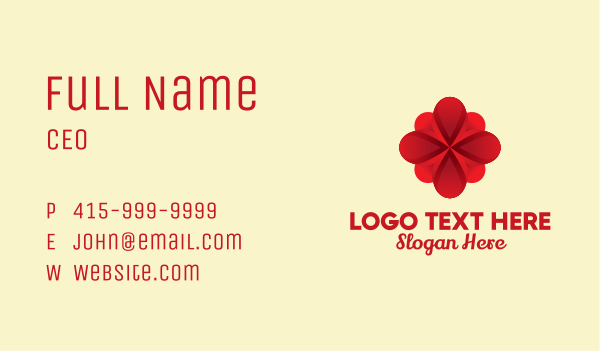 Red 3D Flower  Business Card Design Image Preview