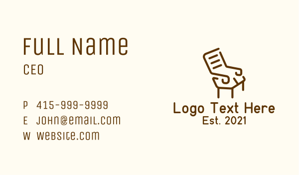 Wooden Recliner Armchair Business Card Design Image Preview