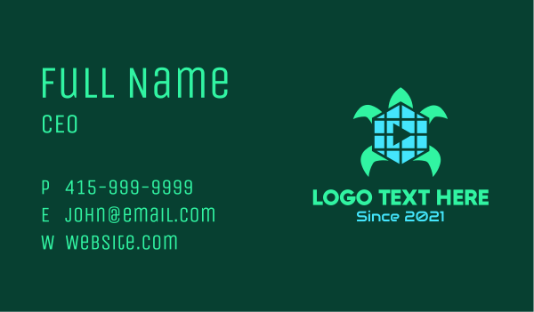 Turtle Media Player Business Card Design Image Preview
