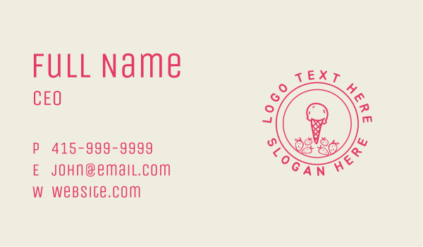 Strawberry Ice Cream Store Business Card Design Image Preview