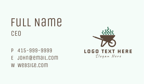 Wheelbarrow Plant Seedling Business Card Design Image Preview