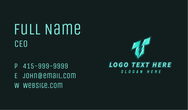 Lightning Gaming Letter T Business Card Design Image Preview