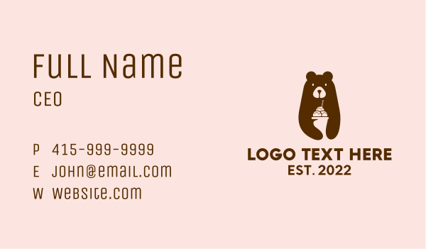 Brown Bear Ice Cream Business Card Design Image Preview