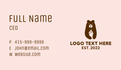 Brown Bear Ice Cream Business Card Image Preview