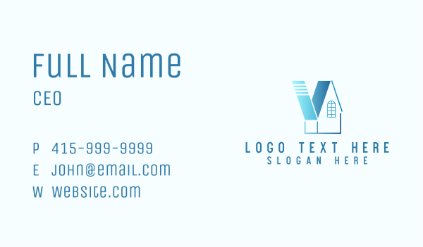 Blue House Letter V Business Card Design Image Preview