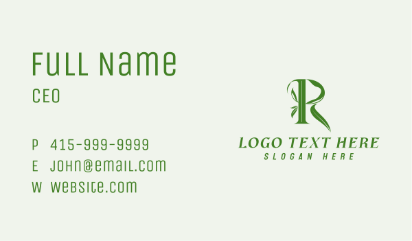 Natural Herb Letter R Business Card Design Image Preview