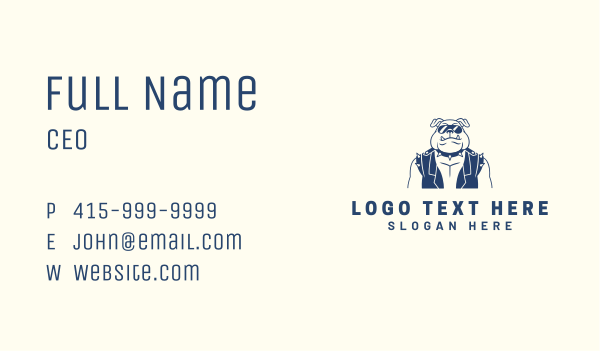 Cool Bulldog Biker Business Card Design Image Preview