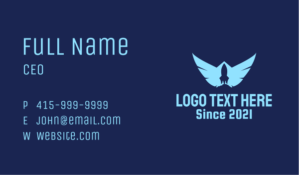 Blue Rocket Wings Business Card Design Image Preview