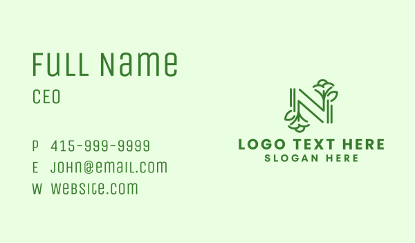 Garden Letter N  Plant Business Card Design Image Preview