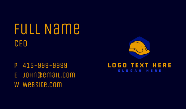 Hard Hat Construction Business Card Design Image Preview