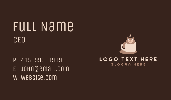 Cute Coffee Mug Bear Business Card Design Image Preview