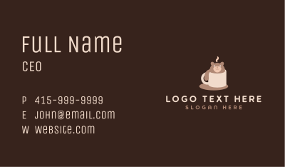 Cute Coffee Mug Bear Business Card Image Preview