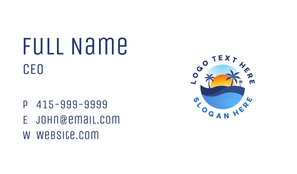 Coastal Beach Resort Business Card Design Image Preview