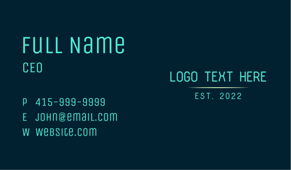 Cyber Blue Wordmark Business Card Design Image Preview
