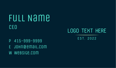 Cyber Blue Wordmark Business Card Image Preview