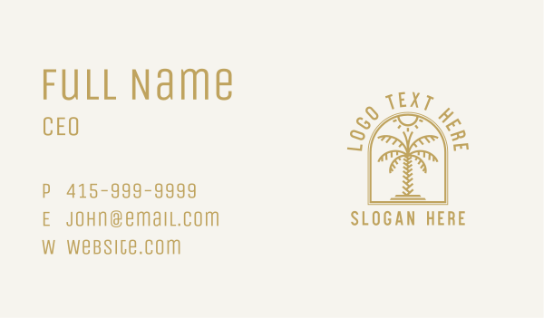 Tropical Palm Tree  Business Card Design Image Preview