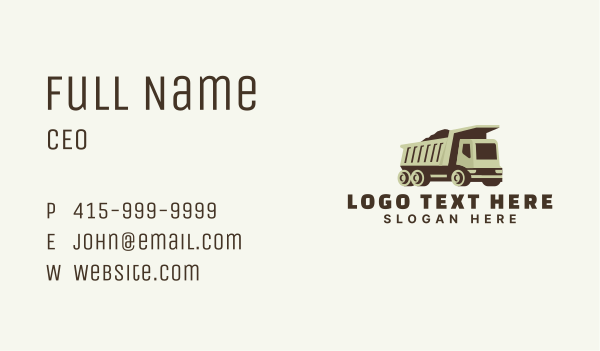 Dump Truck Industrial Transport Business Card Design Image Preview