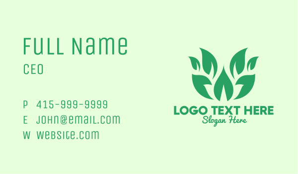 Green Organic Leaves Business Card Design