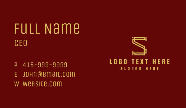 Gold Oriental Letter S  Business Card Design Image Preview