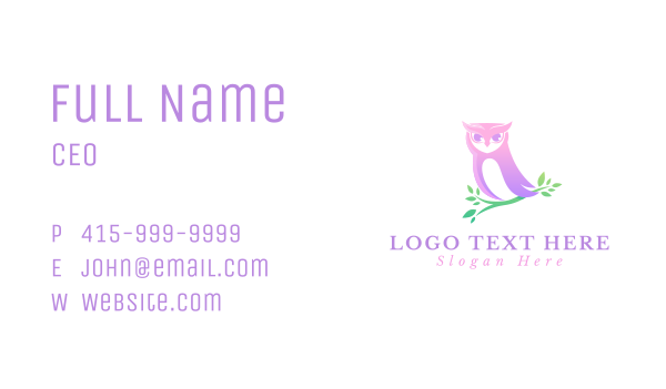 Gradient Owl Bird Business Card Design Image Preview