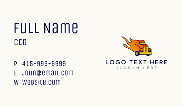 Flaming Freight Truck Business Card Design Image Preview