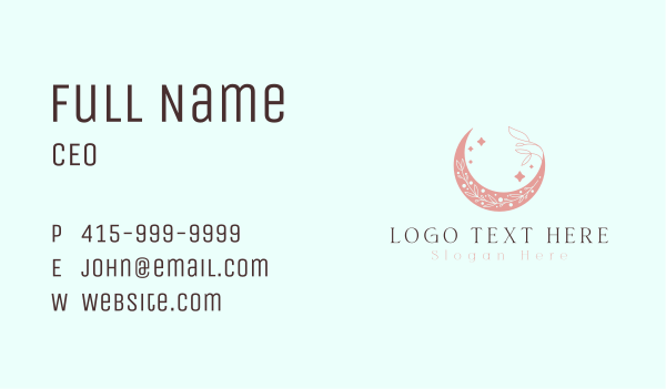 Starry Floral Moon Business Card Design Image Preview