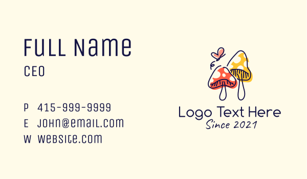 Cute Mushroom Cartoon Business Card Design Image Preview