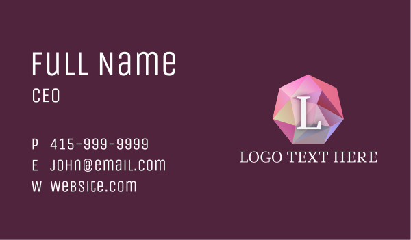 Pink Crystal Gem Lettermark Business Card Design Image Preview