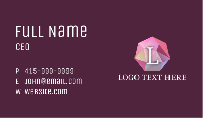 Pink Crystal Gem Lettermark Business Card