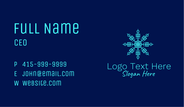 Blue Ice Snowflake  Business Card Design Image Preview