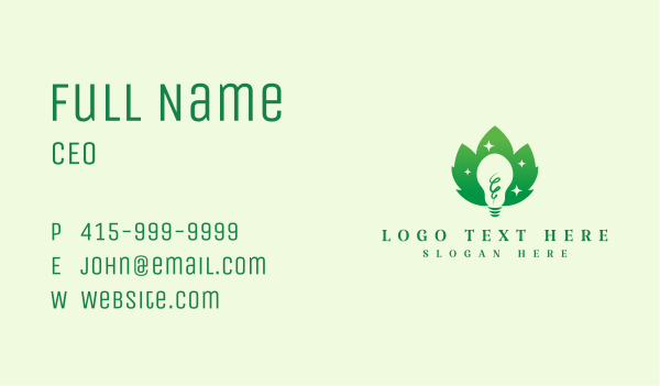 Green Eco Light Bulb Business Card Design Image Preview