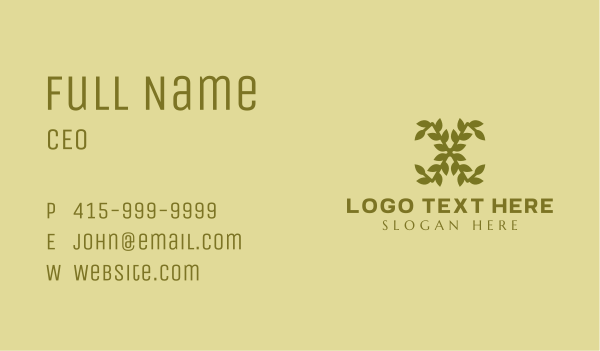 Gold Leafy Letter X Business Card Design Image Preview